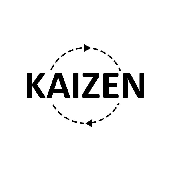 Text 'kaizens' highlighting the focus on continuous improvement practices